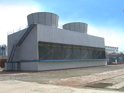 Concrete frame cooling tower